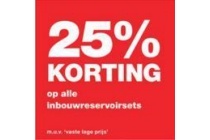 25 korting op alle inbouwreservoirsets