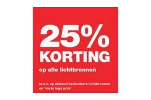 25 korting op alle lichtbronnen