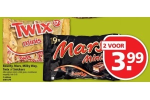 bounty mars milky way twix of snickers