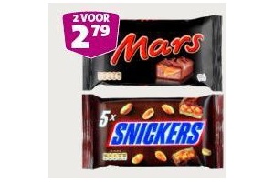 mars snickers twix bounty milky way 2 voor en euro 2 79