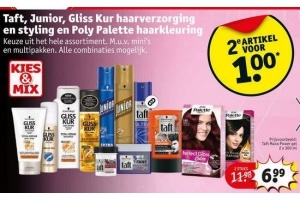 taft junior gliss kur haarverzorging en styling en poly palette haarkleuring