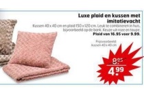 luxe plaid en kussen met imitatievacht