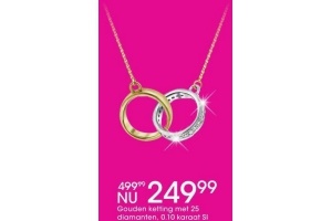 gouden ketting met 25 diamanten