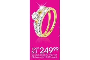 gouden dubbele ring met 20 diamanten