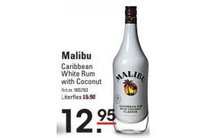malibu caribbean white rum with coconut literfles en euro 12 95