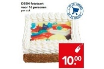 deen fototaart voor 16 personen