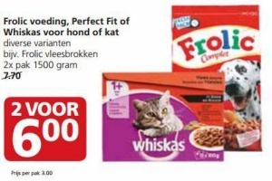 frolic voeding perfect fit of whiskas voor hond of kat