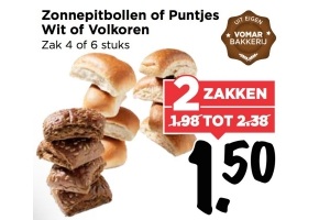 zonnepitbollen of puntjes wit of volkoren