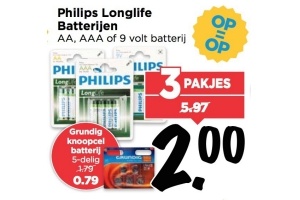 philips longlife batterijen