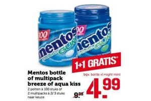 mentos bottle of multipack breeze of aqua kiss