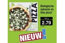 biologische spinazie en feta pizza