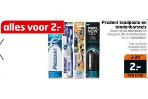 prodent tandpasta en tandenborstels voor en euro 2 per stuk