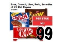 bros crunch lion rolo smarties of kit kat repen