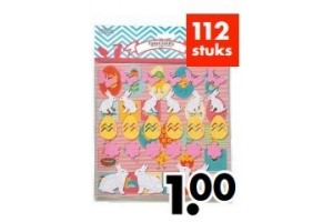 paasstickerset 112 stuks en euro 1 00