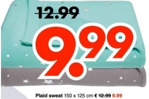 plaid sweat 150 x 125 cm en euro 9 99