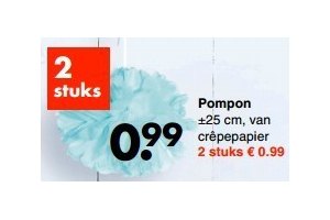 pompon en plusmn 25 cm van cr en ecirc pepapier 2 stuks en euro 0 99