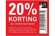 20 korting op 1 artikel naar keuze