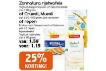 zonnatura rijstwafels cruesli muesli