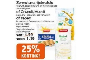 zonnatura rijstwafels cruesli muesli