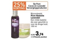 pure cocos en lavendel verzorgingsproducten