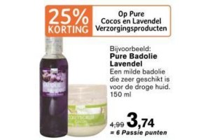 pure cocos en lavendel verzorgingsproducten