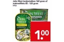 john west tonijnstukken 160 gram of makreelfilets 85 125 gram