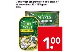 john west tonijnstukken 160 gram of makreelfilets 85 125 gram