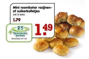 mini roomboter rozijnen of suikerbolletjes