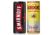 smirnoff gordon s captain morgan trojka of malibu premixed blikjes