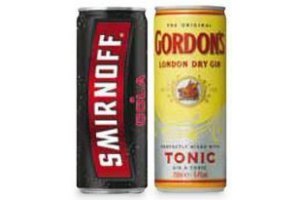 smirnoff gordon s captain morgan trojka of malibu premixed blikjes