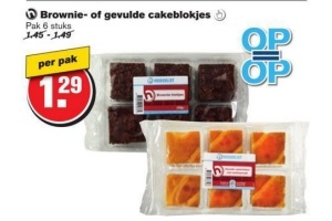 brownie of gevulde cakeblokjes