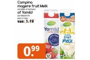campina magere fruit melk of yomild