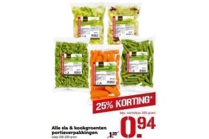 alle sla en kookgroenten portieverpakkingen