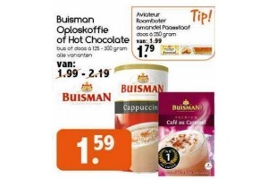 buisman oploskoffie of hot chocolate