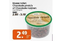 klasse noten chocolade pinda s of chocolade rozijnen