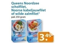 queens noordzee scholfilet noorse kabeljauwfilet of zalmfilet