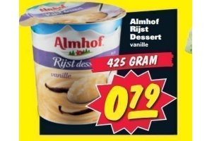 almhof rijst dessert voor eur0 79
