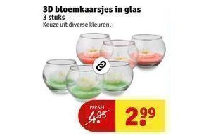 3d bloemkaarsjes in glas