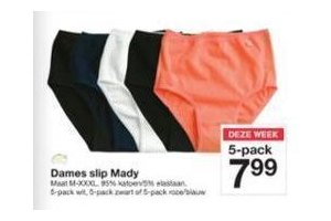 dames slip mady 5 pack voor eur7 99