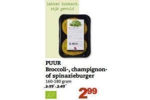 puur broccoli champignonof spinazieburger