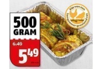 ovenschotel kipdijrolletjes honing mosterd met spek
