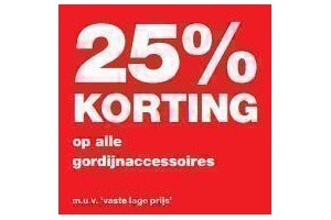 25 korting op alle gordijnaccessoires