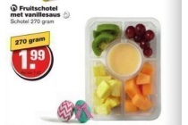 fruitschotel met vanillesaus