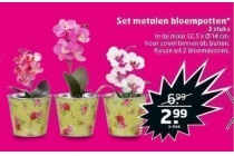 set metalen bloempotten
