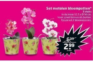 set metalen bloempotten