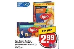 iglo ocean cuisine vissticks of lekkerbekjes