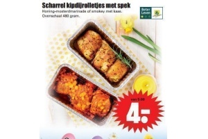 scharrel kipdijrolletjes met spek