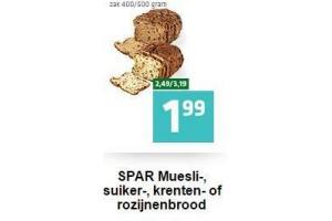 spar muesli suiker krenten of rozijnenbrood