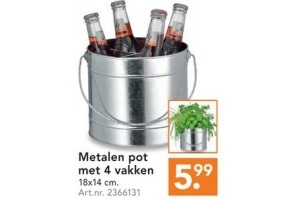 metalen pot met 4 vakken