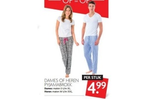 dames of heren pyjamabroek